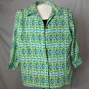 Really cute patterned green blouse
